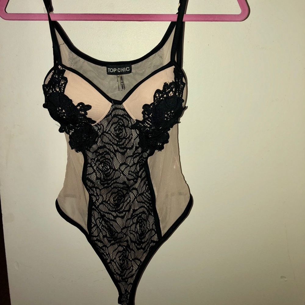Sexy one piece black & nude  body suit